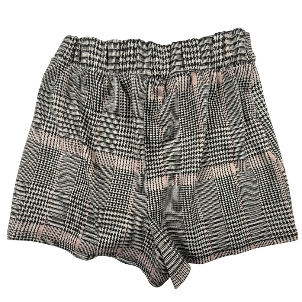 Haute Monde Shorts Women Medium Pink Black Glen Plaid Tie Waist High Rise - Picture 2 of 5